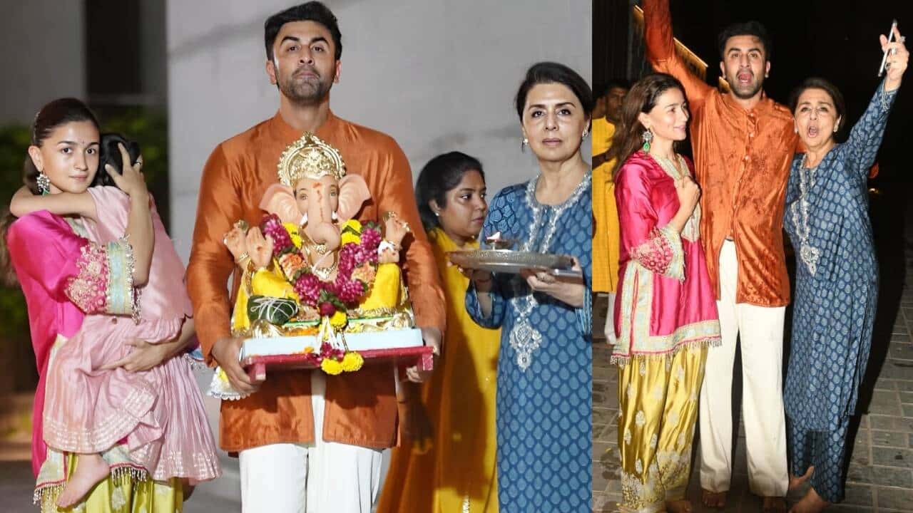 रणबीर कपूर, आलिया भट्ट, नीतू कपूर ने मिलकर गणपति विसर्जन मनाया